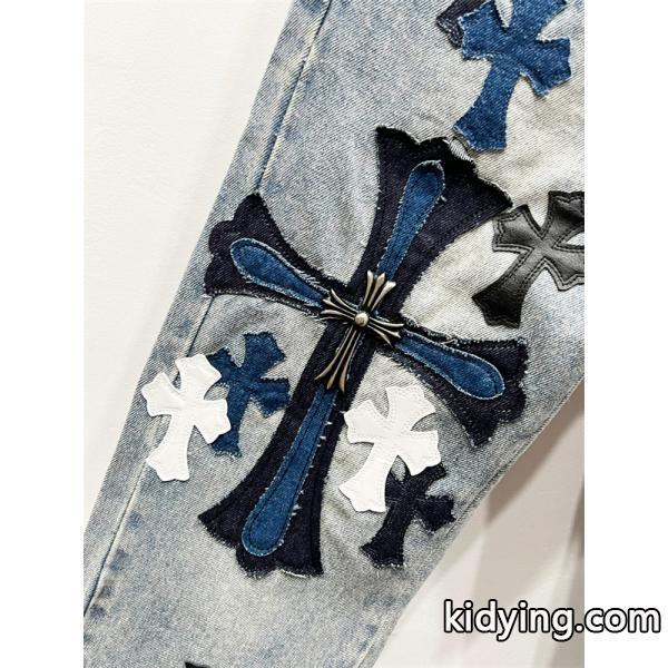 存在感 クロムハーツ Chrome Hearts コピー 異素材ミックス トレンド対応 デニムパンツ-4