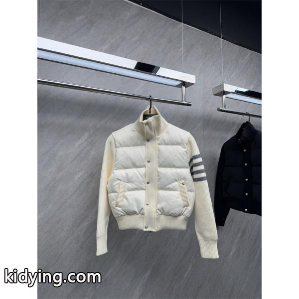 Thom Browne 偽物 秋冬コントラスト豊かな 定番 ネイビー ニット拼接 ダウンジャケット トムブラウン-1