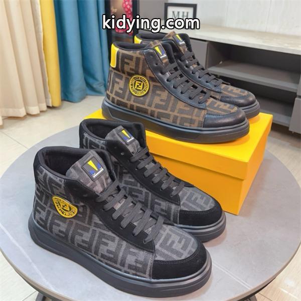 FENDI フェンディ 激安 メンズ ハイカット スニーカー FF柄 レザー シューズ カジュアル 人気 モデル おしゃれ 高級感-0