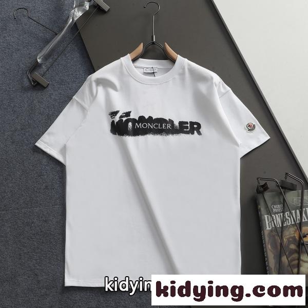 MONCLER モンクレール 半袖Tシャツ メンズ ロゴプリント スプレーデザイン クルーネック コットン カジュアル ストリート 夏-1