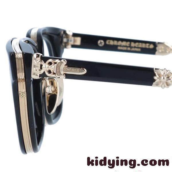クロムハーツ Chrome Hearts DUCK BUTTER コピー メガネ フレーム メンズ レディース ボストン風 ブラック ゴールドテンプル クラシック 高級感-6
