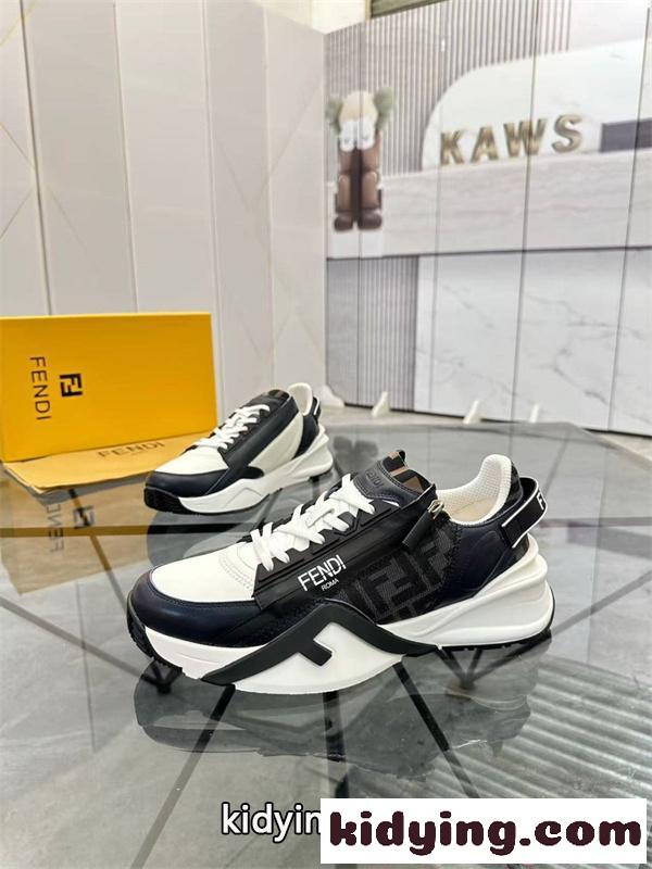 厚底ソール トレンド感 FENDI フェンディ スーパーコピー スニーカー マルチカラー レザー コンビ-1