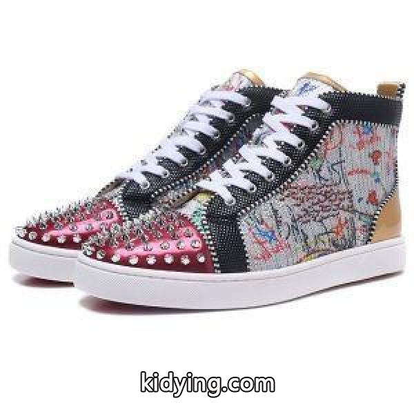 最強の定番コーデクリスチャンルブタンコピーChristian Louboutinスパイクハイカットメンズスニーカー通販品シューズ-0