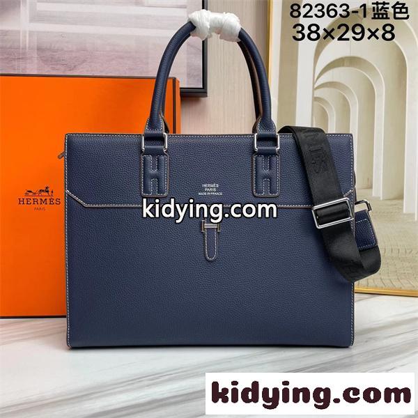 ネイビー ビジネストートバッグ HERMES エルメス コピー レザー調 ハンドバッグ ショルダーストラップ付き フラップデザイン-1