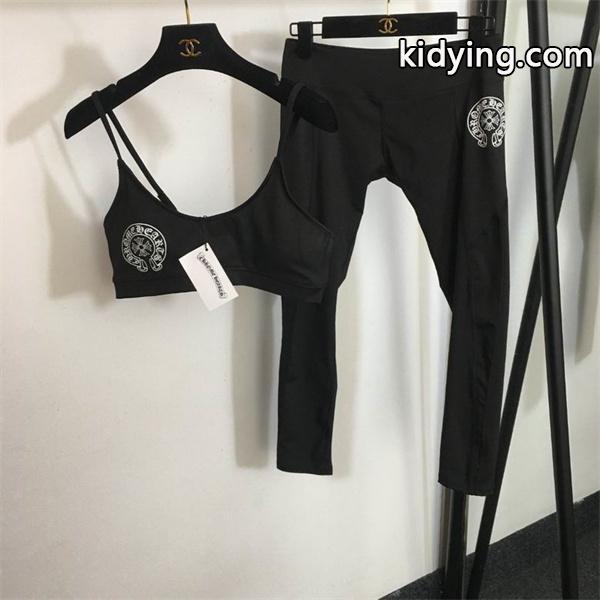 CHROME HEARTS シック ブラック クロムハーツ コピー スポーツブラ&レギンスセット 大人スタイル-0