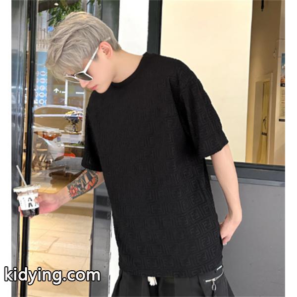 限定セール品質保証ベーシックトップスインナー半袖ｔシャツメンズグレーホワイトブラックFENDIフェンディ 服 コピー-0