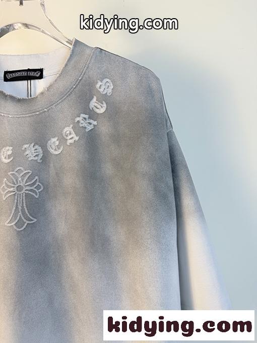 グラデーション 半袖Tシャツ Chrome Hearts クロムハーツ コピー ゴシックロゴ クロスモチーフ ウォッシュ加工 ルーズフィット ブラック-8