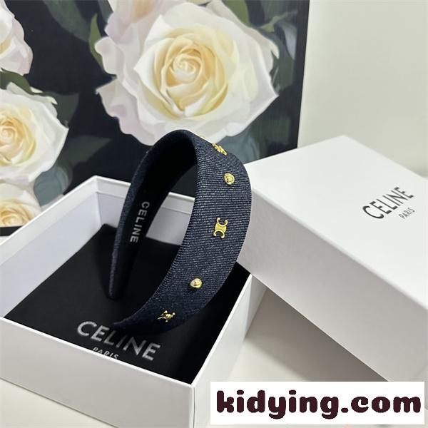 高感度推薦 ネイビー CELINE セリーヌ コピー デニムテイスト モード レディース ヘアバンド-4