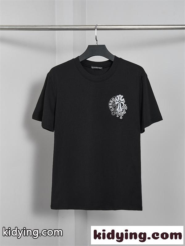 ホワイト 半袖Tシャツ Chrome Hearts クロムハーツ コピー 胸元ワンポイントロゴ バックビッグクロスグラフィック クルーネック モノトーンデザイン-6