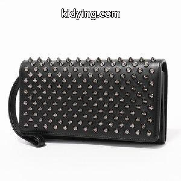 クリスチャンルブタン MACARON WALLET マカロン 1165076 スパイク スタッズ レザー 二つ折り長財布 ストラップ付き クラッチバッグ カラーB078 サイズ/ :280222320:インポートセレクト musee - 通販ショッピング-0