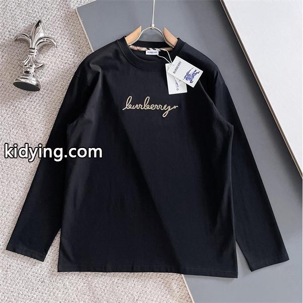 高級感漂う 2025秋冬 ブラック エレガント刺繍 長袖Tシャツ バーバリー コピー BURBERRY-0
