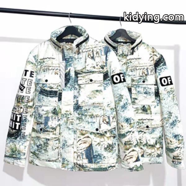 Off-White オフホワイトコピー通販ダウンジャケット 男女兼用 中綿入れ 水墨画風 お洒落 お得限定セール-0