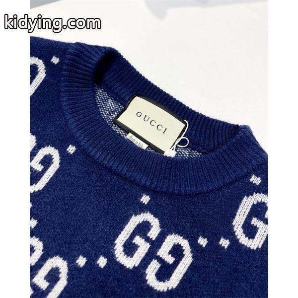GUCCI コピー GG総柄 クルーネック ニット セーター ネイビー モノグラム 新登場 グッチ-1