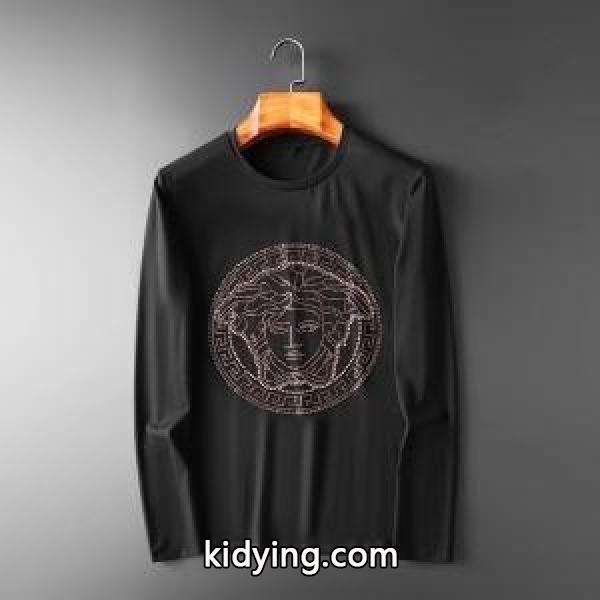 季節感溢れる秋らしいコーデ 2019秋冬の必需品 ヴェルサーチ VERSACE 長袖Tシャツ 2色可選_ヴェルサーチ VERSACE_ブランド コピー 激安(日本最大級)-0