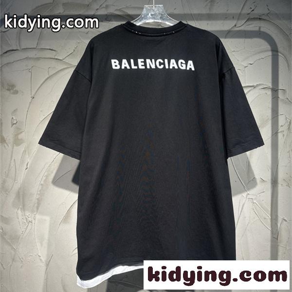 レイヤード裾 ロゴ刺繍 オーバーサイズ 2026新作 BALENCIAGA バレンシアガ コピー Tシャツ ストリート映え-0