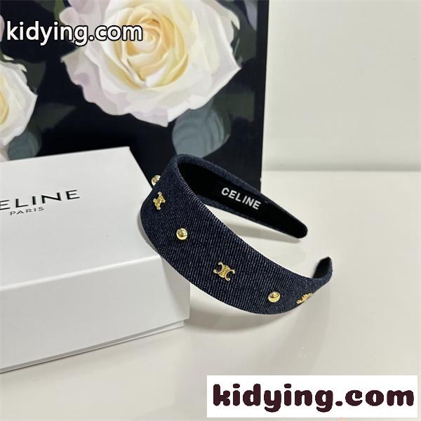 高感度推薦 ネイビー CELINE セリーヌ コピー デニムテイスト モード レディース ヘアバンド-3