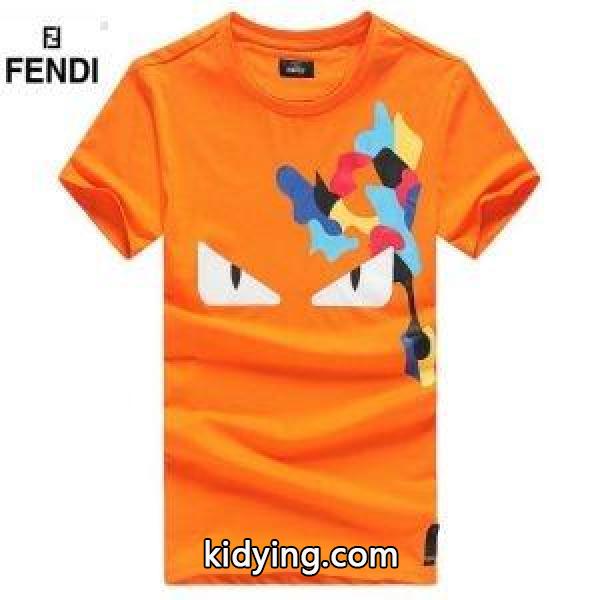 フェンディ スーパー コピーFENDI新作入荷格安通気性tシャツ半袖トレーニングウェア黒白ダークブルーオレンジ-1