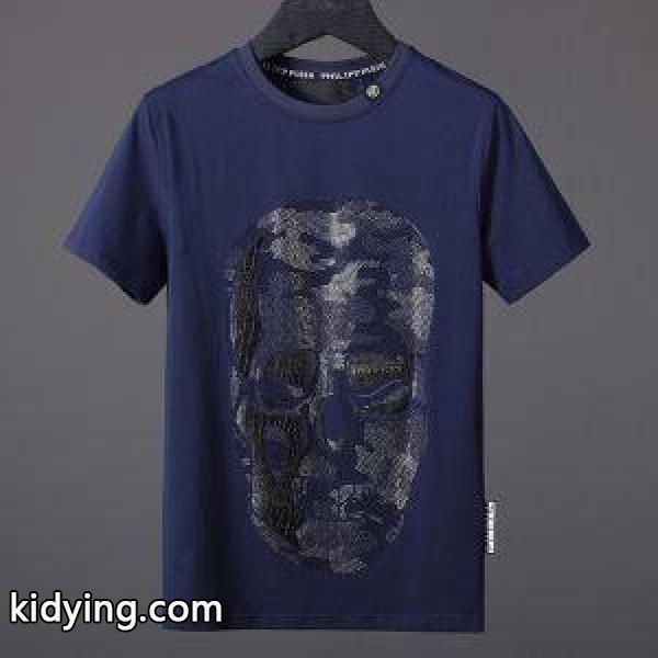 2018流行 フィリッププレイン PHILIPP PLEIN 激安15ss ブラック Tシャツ 人気 メンズゆったり トップス 半袖 夏-1