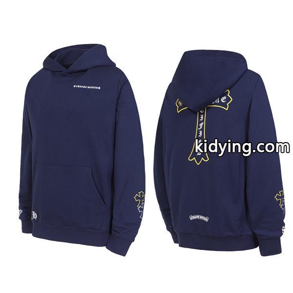 新登場 ネイビー × イエロークロス 本格派 温か素材 2025秋冬準備 クロムハーツ スーパーコピー Chrome Hearts パーカー-0