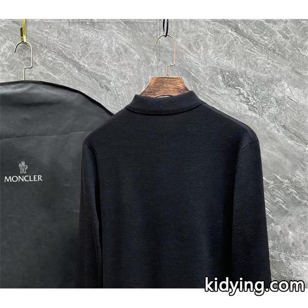 MONCLER ブラック / グレー セーター POLO オレンジ 上質 円形 ロゴ 2025秋冬高級 モンクレール スーパーコピー-5