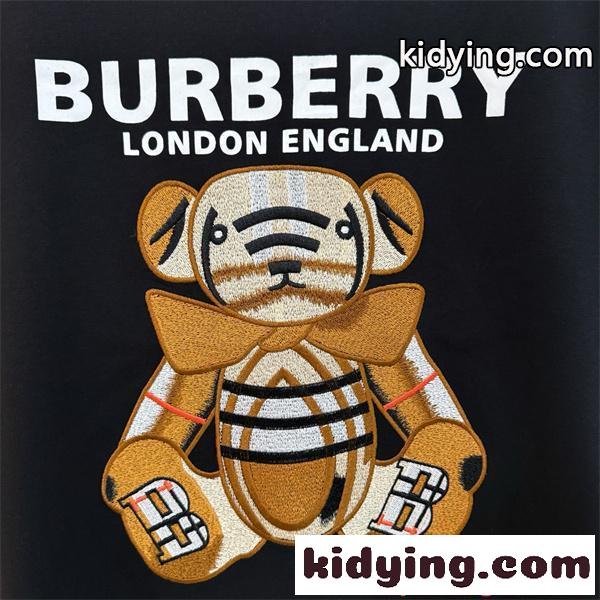 ホワイト ブラック バーバリー コピー Tシャツ 熊モチーフ プリント 大型ロゴ 日常 カジュアル モード感 Burberry-6