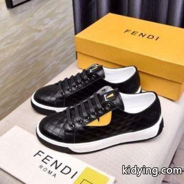 FENDI SNEAKER ブラックレザーレースアップシューズ Bag Bugs41775468フェンディ コピーコーディネートし易い-0