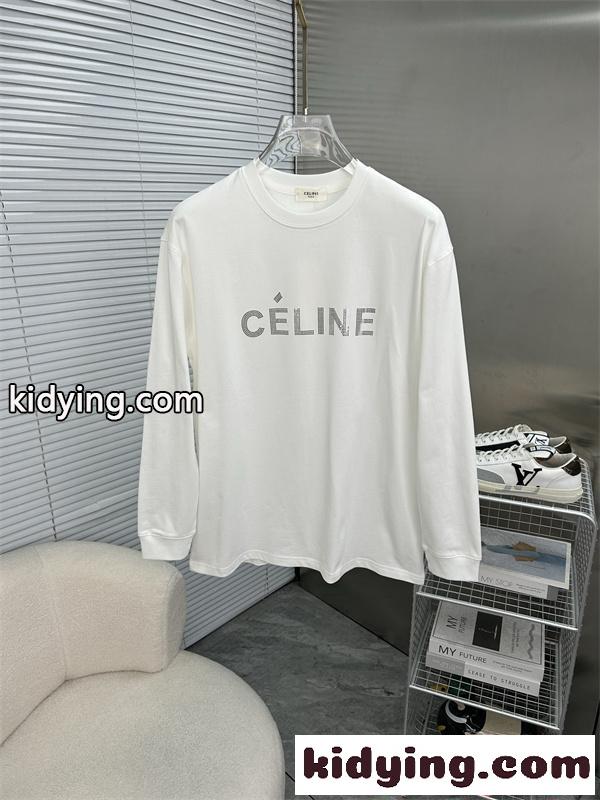 話題 ブラック ロゴデザイン ミニマル 快適 CELINE セリーヌ コピー 長袖Tシャツ-3