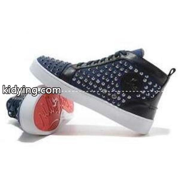 クリスチャンルブタン スニーカー メンズ CHRISTIAN LOUBOUTIN ハイカット スタッズ エナメル レザー ネイビー 赤字超特価安い男性靴_クリスチャンルブタン CHRISTIAN LOUBOUTIN_ブランド コピー 激安(日本最大級)-0