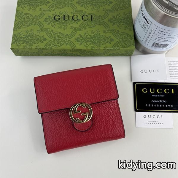 GUCCI コピー 二つ折り財布 レッドレザー コンパクトで華やかな デザイン モード系 グッチ-0