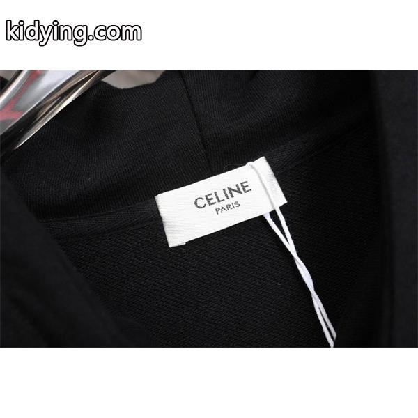 シンプルで洗練されたデザインの セリーヌ CELINE コピー 最新コレクション ブラック フーディ パーカー-3
