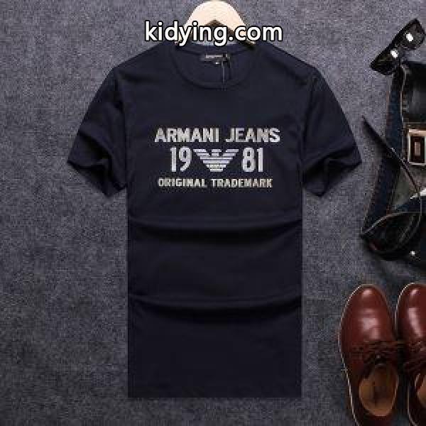 軽量で薄手のARMANIアルマーニコピー通販のメンズ半袖クルーネックTシャツブラック、ホワイト、ブルー3色可選-1