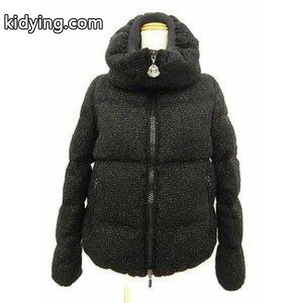 モンクレール MONCLER ラテル RATEL ダウンジャケット ダブルジップ スタンドカラー ラメ ウール 黒 ブラック レディース 通販-0