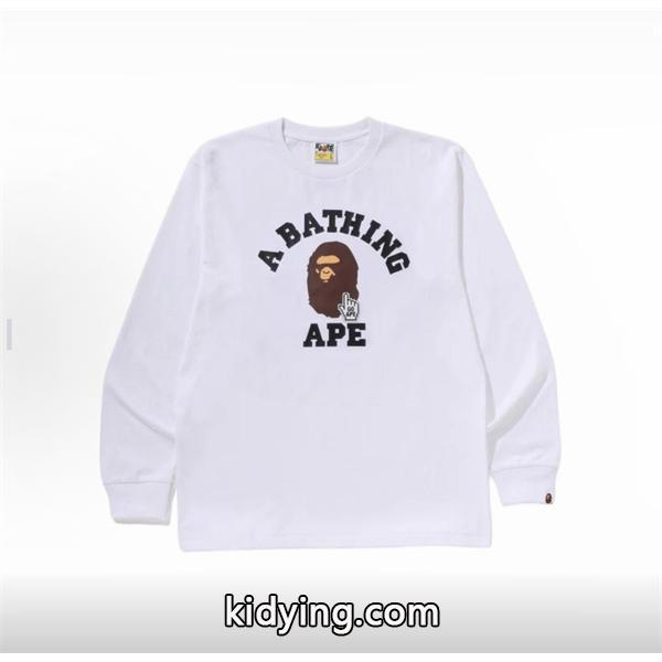 ブラック 長袖 T シャツ ベイプ BAPE スーパーコピー 秋冬ストリートクラシック ユニセックス-0