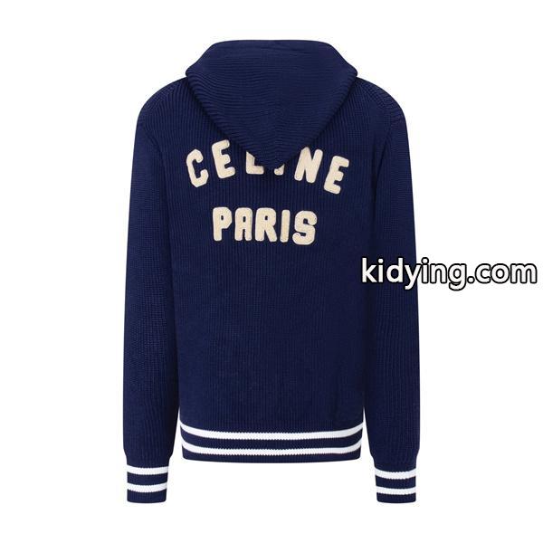 トレンド感溢れる カレッジ ニット ジップパーカー 人気 CELINE セリーヌ 偽物-1
