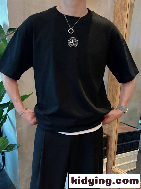STONE ISLAND ストーンアイランド 偽物 Tシャツ 半袖 ワンポイント ロゴT クルーネック ホワイト 2026新作-8
