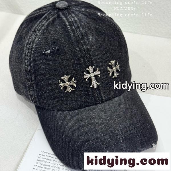 2026新作 CHROME HEARTS 激安 クロムハーツ デニムキャップ クロススタッズ ダメージ加工 ベースボールキャップ ユニセックス-2