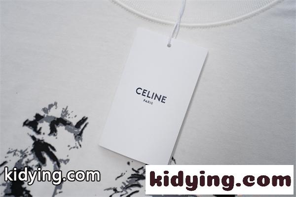 セリーヌコピー Tシャツ 半袖 アニマルプリント ドッグモチーフ メンズ レディース シンプル カジュアル 人気 夏 新作 CELINE 白-3