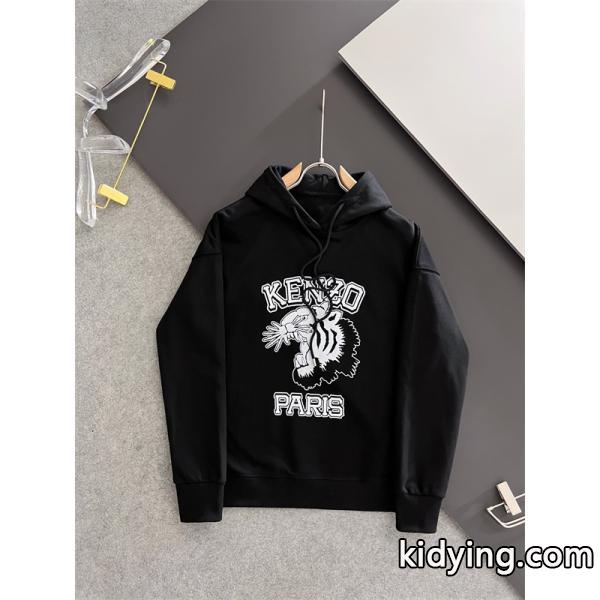 ケンゾー ホワイト 虎柄×ロゴダイナミックプリント パーカー KENZO コピー 秋冬 プレミアム トレンド-5