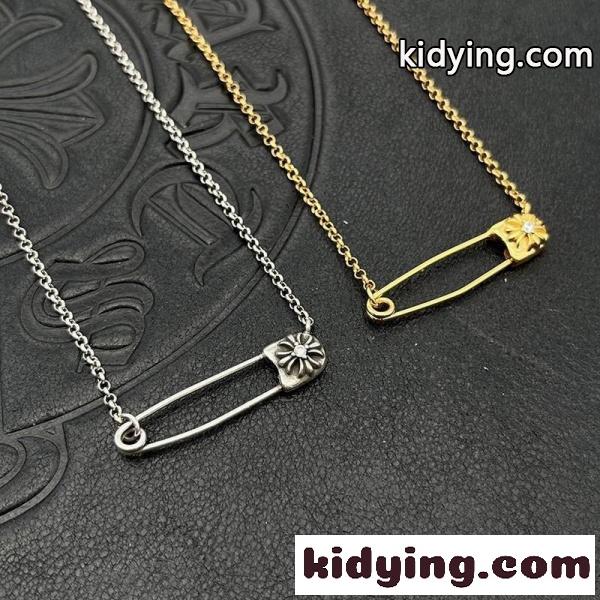 CHROME HEARTS コピー クロムハーツ コピー セーフティピンネックレス クロスフラワーモチーフ シルバーチェーン ペンダントアクセサリー-1