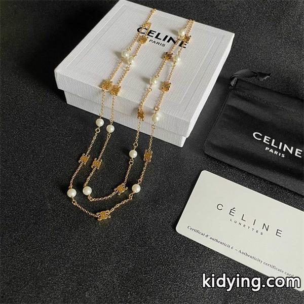 チェーン×パール コンビネーション モダンネックレス CELINE セリーヌ スーパーコピー-0