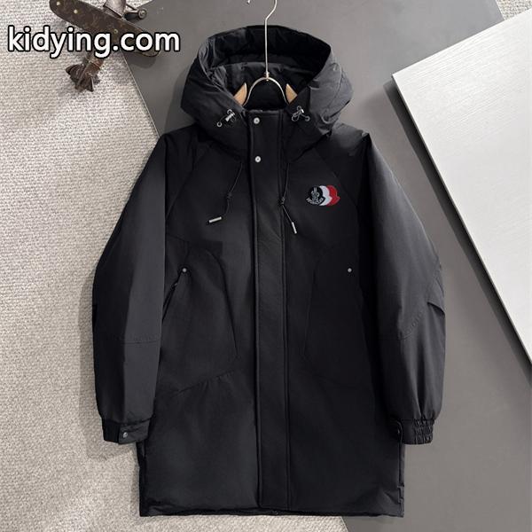 ブラック MONCLER ロング ダウン 連帽 ロゴ 秋冬長期着用 モンクレール 高品質 偽物コート レディース-0