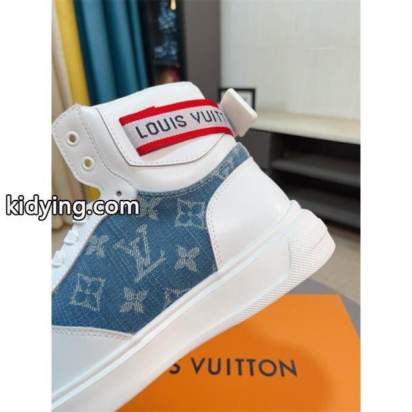 LOUIS VUITTON ルイヴィトン 激安 メンズ ハイカット スニーカー モノグラム レザー デニム コンビ 人気モデル スタイリッシュ カジュアル シューズ-7