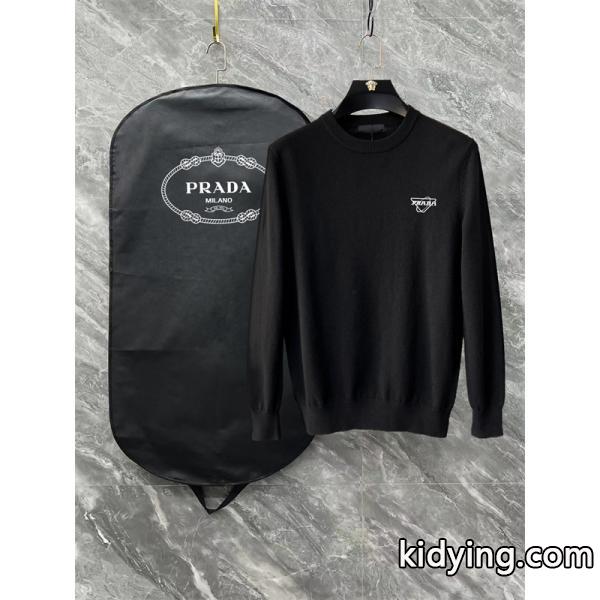 新作 ホワイト ブラック クラシックロゴデザイン 話題 人気 Prada プラダ コピー ニットセーター-1