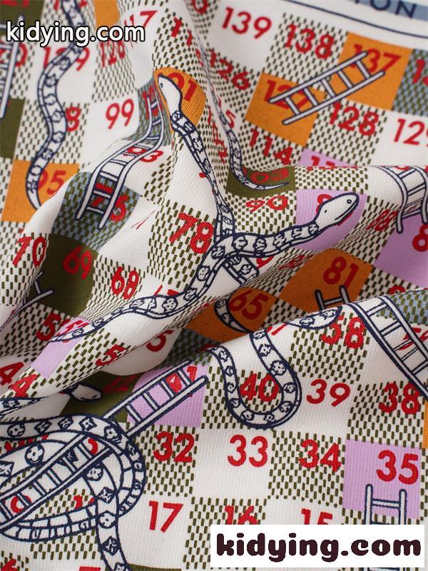 ボードゲーム風 プリント コットン 半袖Tシャツ バックデザイン 上質素材 ルーズフィット メンズ レディース ルイヴィトン コピー Louis Vuitton-4
