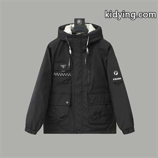 冬新作 ホワイト マルチポケットデザイン 機能的 防水 Prada プラダ コピー ダウンジャケット-1