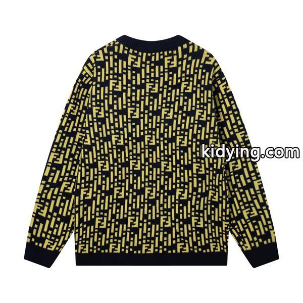 FENDI フェンディ コピー 人気定番 ニットセーター ブラック×イエロー 高級感-1