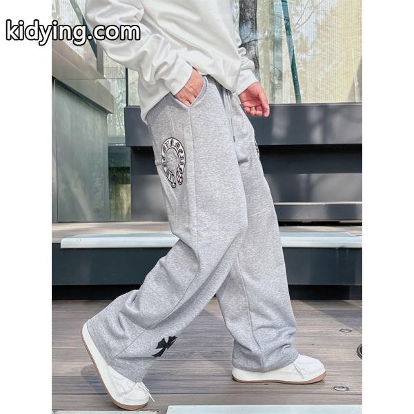 定番人気 ブラック Chrome Hearts クロムハーツ ホースシューロゴデザイン 偽物 スウェットパンツ-8