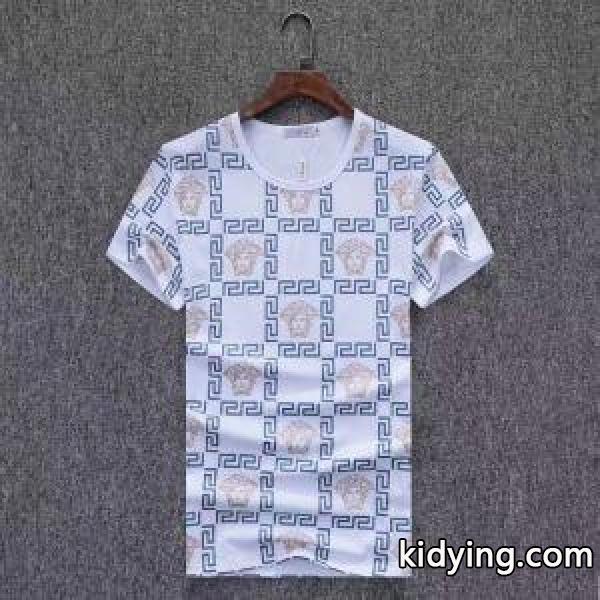 ヴェルサーチ tシャツ コピーVERSACE爆買い大得価着やすいファッションメンズtシャツブラックホワイトワイドレッド-0