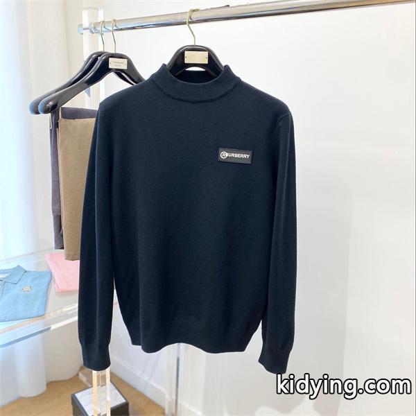 紺色ロゴパッチアクセント 2025秋冬定番愛用 Burberry バーバリー 偽物 ハイネックニット 日常使い万能-0