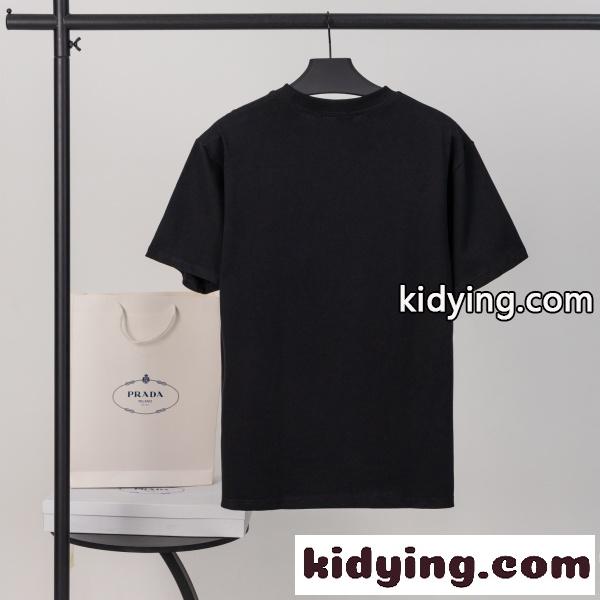 PRADA プラダ メンズ 半袖Tシャツ ポケット付き 三角ロゴ 無地 コットン ミニマル 上品 定番 快適-1